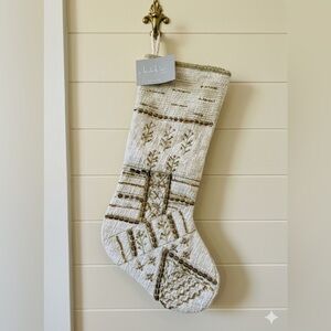 Nicole Miller Luxury Beaded Christmas Stocking 22" NWT Cream Gold Boho Chic